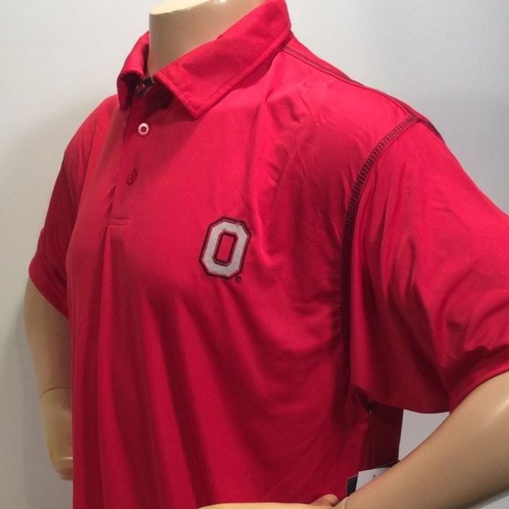 OHIO BUCKEYES J. AMERICA MEN RED POLO NEW